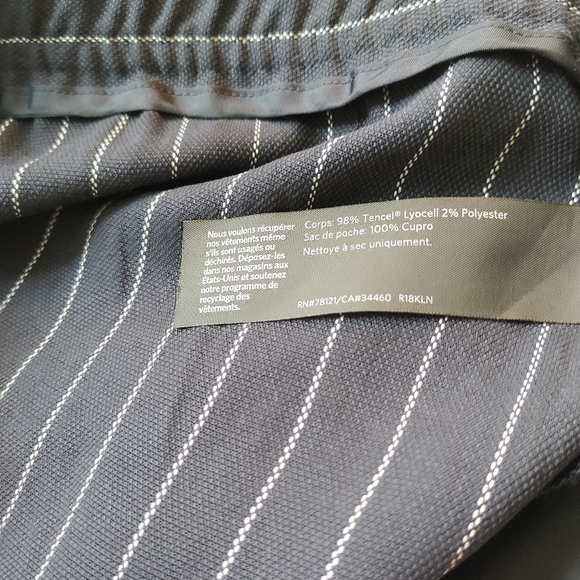 🌿 Eileen Fisher Indigo wide leg cropped pant navy pinstripe size XL - Picture 8 of 8